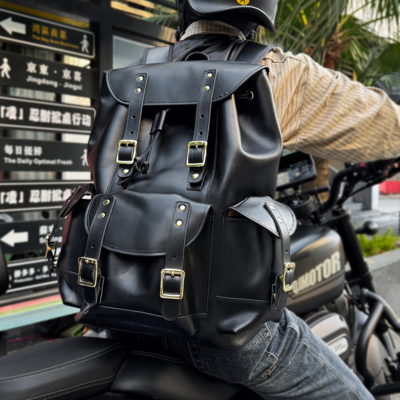 Leather Backpack Vintage - Neuheiten Leder-Rucksack Luxus Herren Echtes Rindsleder